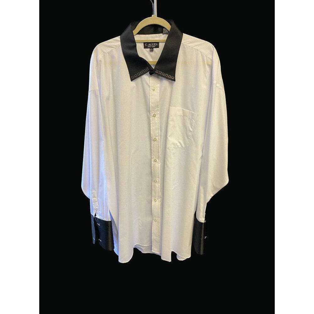 C. Allen New York Mens White & Black Dress Shirt Size 20.5 36/37 CB01 E